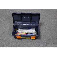 small steel tool box with wrench